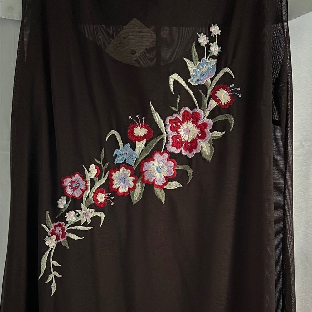 ABS Allen Studio Vintage Y2K Floral Layered Embroidered Dress L NWT Dark Fairy - Picture 5 of 13